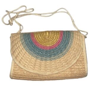 Vintage rainbow straw bag